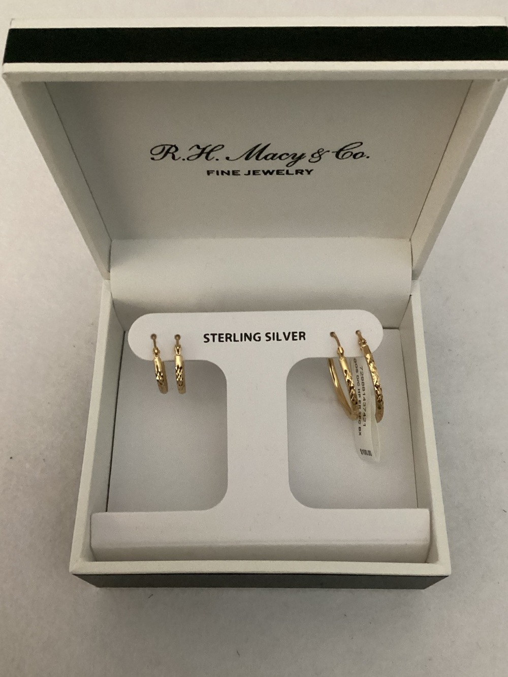 RH Macys Gold-Tone Sterling Silver 2 pc Hoop Earrings Set